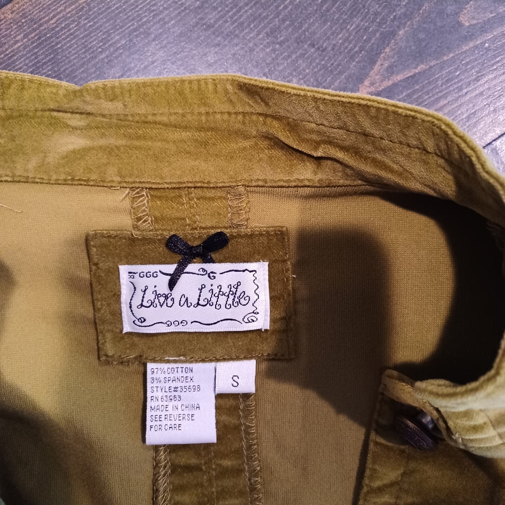 SALE! $10. Olive green velvet-like blazer